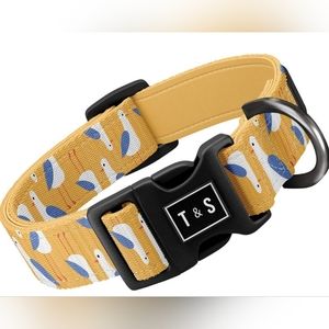 NEW Tella & Stella Soft & Strong Resistant Nylon Dog Collar, Seagull Party sz L